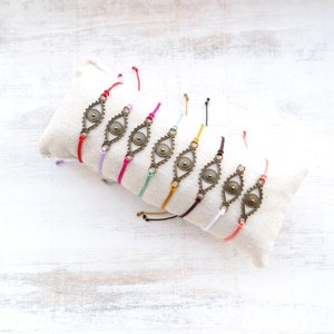 Evil Eye Bracelet Bronze / Cord Bracelet with Evil Eye / Evil Eye Protection Bracelet
