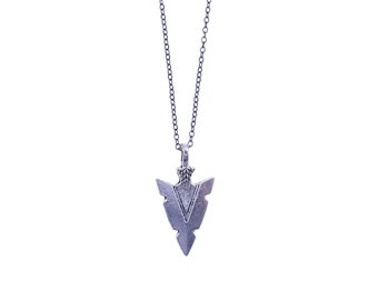 Silver Arrow Head Charm Necklace for Him and Her, Unisex Boho Jewellery, Tribal Jewellery Gift for Best Friend