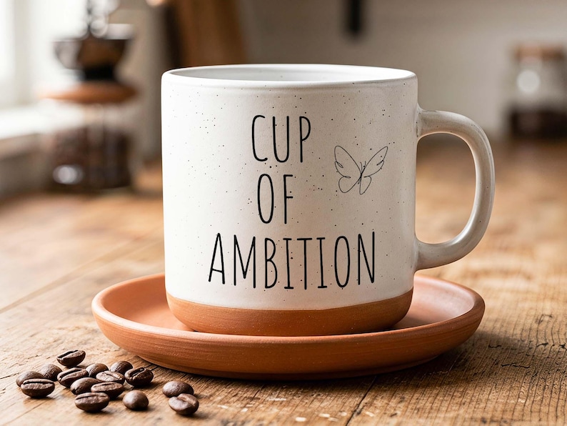 Ambitionens kopp, motiverande kaffekopp, present till fjärilsälskare, mysig skrivbordsmugg bild 4
