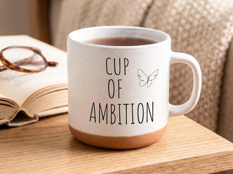 Ambitionens kopp, motiverande kaffekopp, present till fjärilsälskare, mysig skrivbordsmugg bild 2