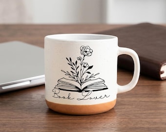 Bokälskaremugg, blommig bokkaffekopp, läsargåva, boklig mugg för bibliotekarie, lärare, författare eller bokklubbsmedlem