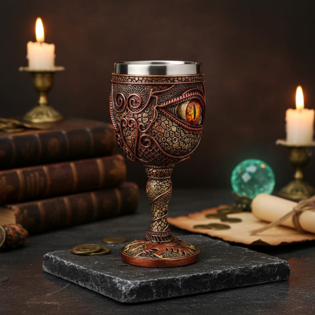 Dragon Eye Goblet | Gothic Fantasy Wine Cup | Stainless Steel Chalice ...