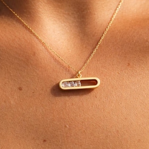 Collana con barra d'oro placcata in oro 18 carati, collana con ciondolo a barra minimalista, regalo di gioielli delicato per lei