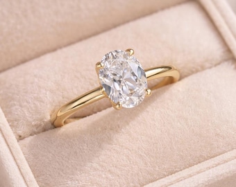 Solitaire Engagement Ring, Silver S925 Ring, Simulated Diamond Ring, Cubic Zirconia Ring