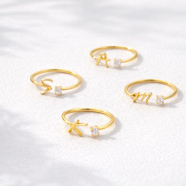 Gold Initial Ring, Custom Initial Ring, Dainty Initial Ring, Personalized Ring image 3