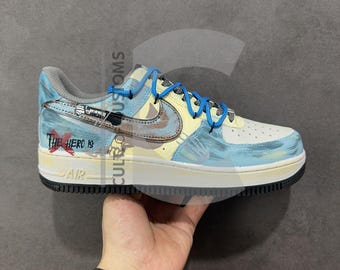 Anpassad handmålad hjälte anime-stil i flygvapnet, handmålade sneakers för fans av y2k-stil