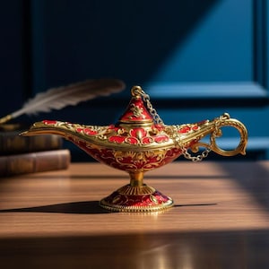 Aladdin Lamp Desktop Crafts Ornament Decor Accent Piece Home Indoor Study Room Living Room Bedroom Display Green Blue Red