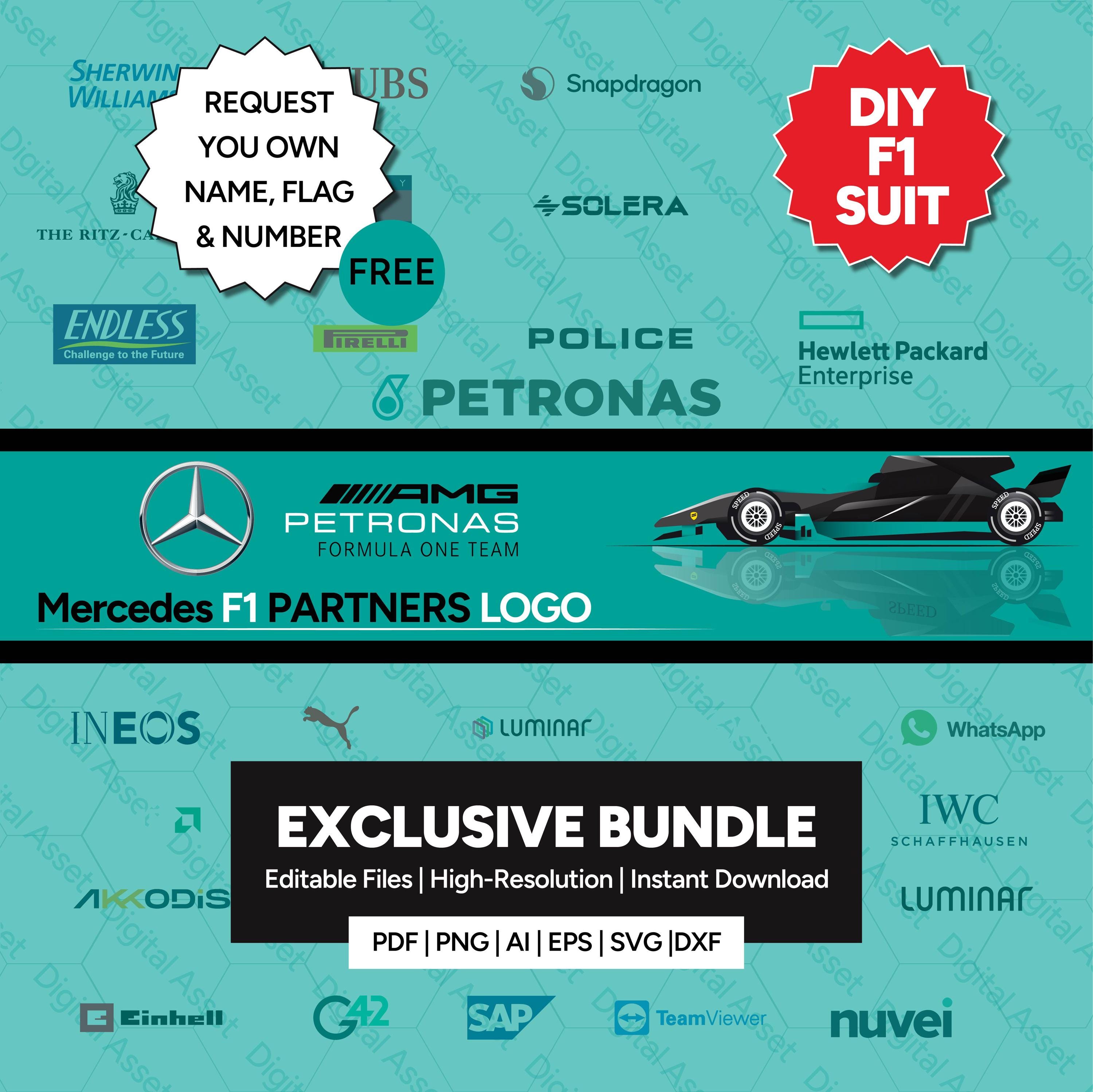 Mercedes Racing Stickers Mercedes AMG F1 Racing Suit Sticker Decal Logo Pack (digital Download ...