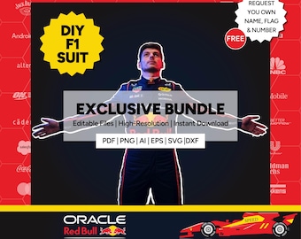 Red Bull Racing Suit Decals Bundle, DIY Costume Logos (Digital Download)
