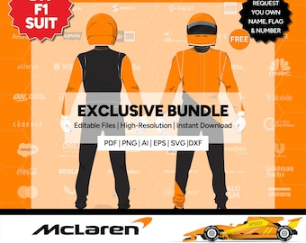 McLaren F1 Racing Suit Decals Pack, Motorsport Logos (Digital Download)