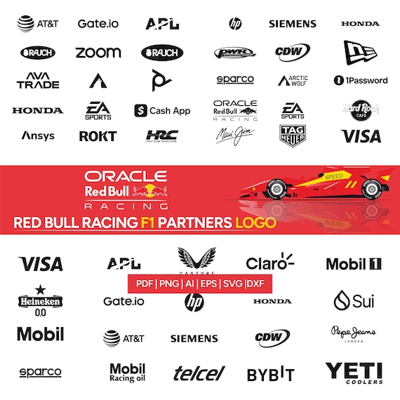 RedBull Racing Partners Logos, F1 Sponsor, Decal Suit SVG PNG EPS (Digital Download)