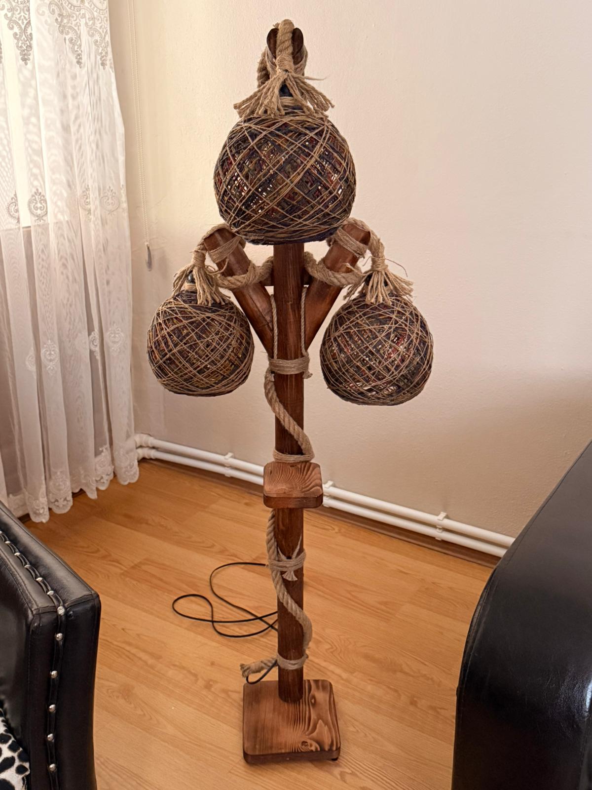 Wood Rope Base Lamp Handmade Rustic Floor Lamp Wooden Rope Boho Tripod Lighting Decor - Etsy