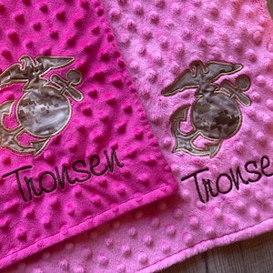 The Original Create Your Own Monogrammed USMC Baby Lovey with Camo EGA. 17 Minky Security Blanket. image 10