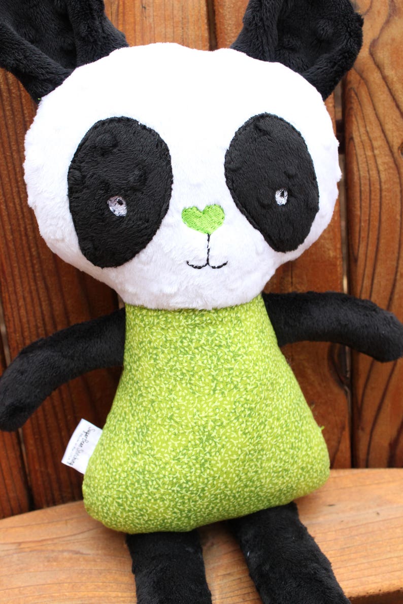 Monogrammed Panda Plush. 18 tall stuffed doll. Personalized Panda Doll. Blue, Orange or Lime. image 5