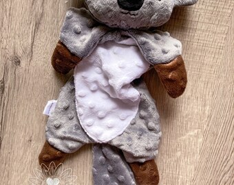 Koala Otter Lovey. Minky  14" long lovey blanket. Gender Neutral Koala Doll. Optional Monogramming