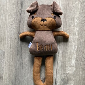 Monogrammed Doberman Dog Plush. 18 tall stuffed doll. Personalized Dog Doll image 8