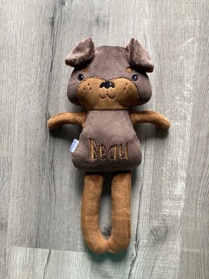 Monogrammed Doberman Dog Plush. 18 tall stuffed doll. Personalized Dog Doll image 8