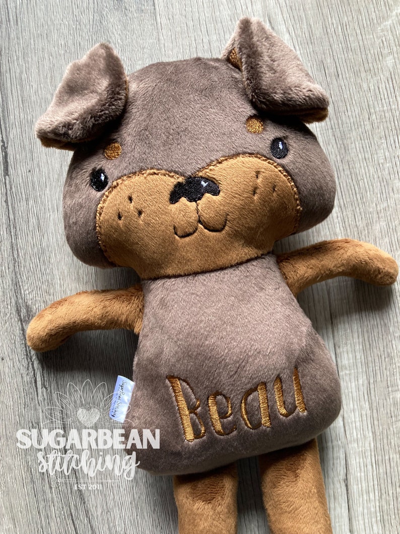 Monogrammed Doberman Dog Plush. 18 tall stuffed doll. Personalized Dog Doll image 4