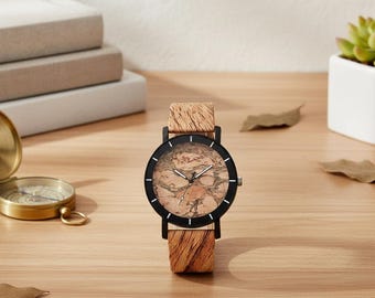 Natural Cork Watch | Wooden Band Wristwatch | Minimalist Eco-Friendly Timepiece