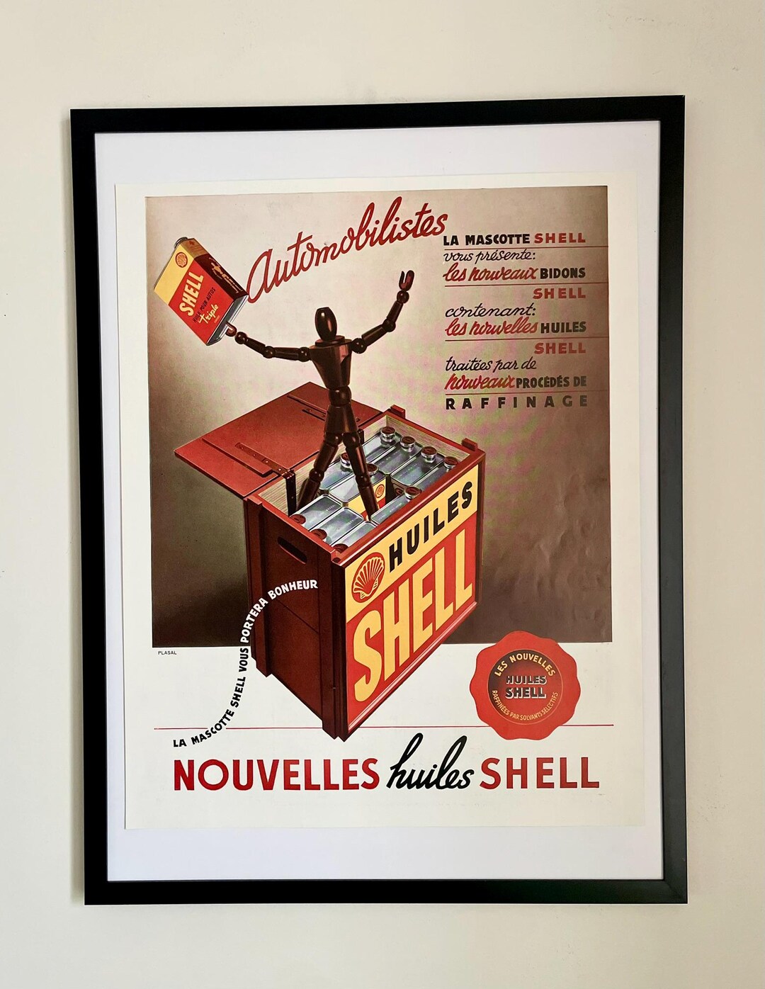 Framed Vintage Shell Advertising Poster – Automotive Oils, 1930s - Etsy