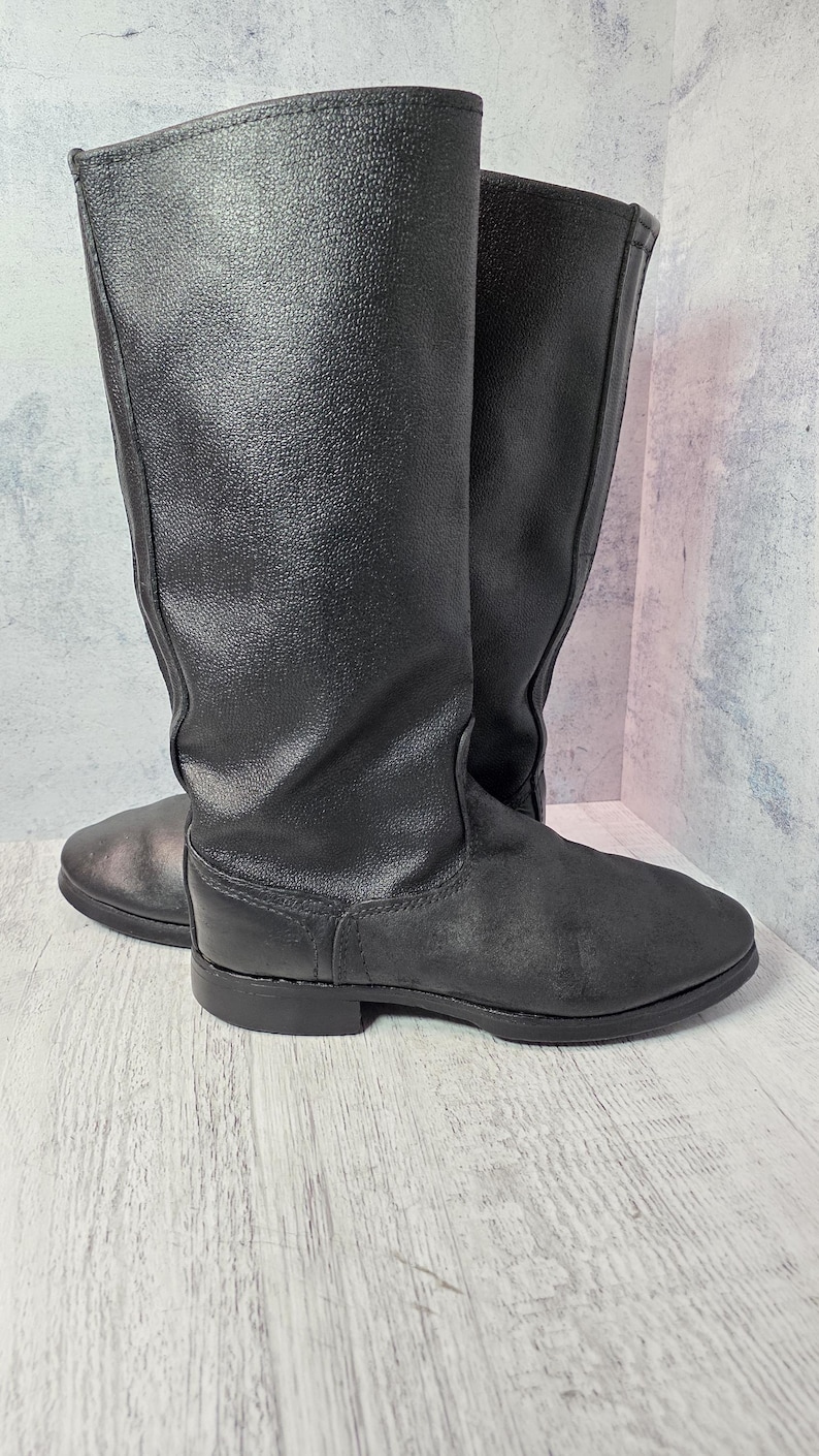 Botas altas Kirza vintage de la URSS, negras, resistentes, de trabajo y calzado utilitario de alta resistencia. imagen 18