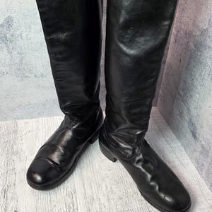 Dehner Custom Equestrian Riding Tall Boots Mens Black Leather Vintage Size 17\