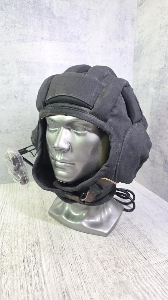 Vintage Soviet Padded Communication Headgear Rare Retro Helmet Style Hat with Cable USSR Collectible Display Piece
