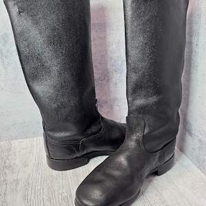 Botas altas Kirza vintage de la URSS, negras, resistentes, de trabajo y calzado utilitario de alta resistencia. imagen 8