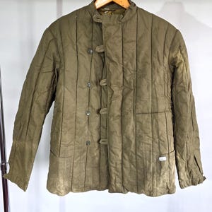 Vintage sovjetisk quiltad Telogreika-jacka Sovjetunionen vadderad bomullsarbetskläder