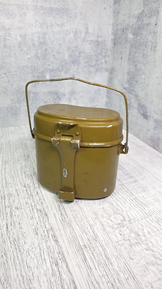 Vintage Soviet Aluminum Mess Kit Retro Field Food Container USSR
