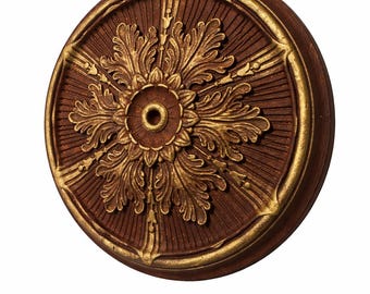Medallón de techo decorativo hecho a mano, elegante candelabro dorado, decoración de techo