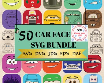 Cars Faces SVG Cliparts Bundle, Cars Tshirt Design Cartoon Cliparts, Cars Sublimation Lightning McQueen Tow Mater Cliparts Bundle (Digital)