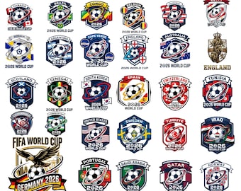 2026 World Cup National Teams Clipart PNG,International Soccer Country Designs,48 Football Nations Clipart,USA Canada Mexico,Football Trophy