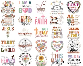 Christian Faith Mega Bundle, Religious PNG Files, Bible Verse Quotes Shirt, Inspirational Christian Sayings, Scripture Jesus Design PNG Pack