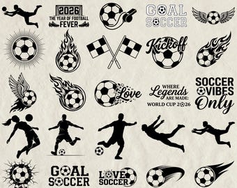 Soccer SVG Bundle, SOCCER Svg, Soccer Clipart, Football Svg, Soccer Cup Svg 2026, Soccer Quote Designs PNG, Instant Download
