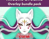 Kitsune Dreams Anime Overlay Bundle Pack - Twitch Streamer Assets Animated - Panels Alerts   Webcam