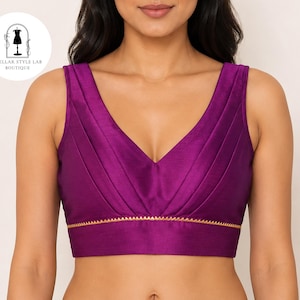Made To Order Purple Sari Blouse, Bridal Wear Blouse, Padded Blouse, Women Fashion, Blouse For Saree, Indian Blouse