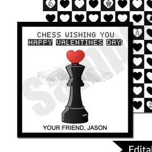 Chess Valentine Cards Instant Download Printable Editable PDF File - Etsy