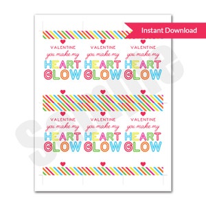 You Make My Heart Glow Neon Valentine for Glow Stick Party Favor Tag ...