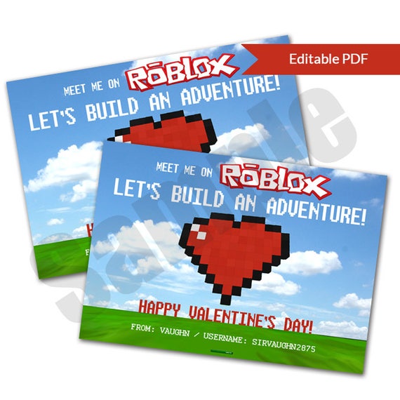 Roblox Inspired Valentine Digital Editable Pdf Printable Card Etsy - valentine roblox pictures images