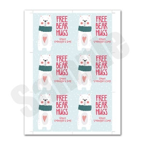 Free Bear Hugs Polar Bear Valentines Day Cards Instant Download ...