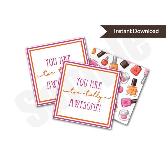 You Are Toe-tally Awesome Appreciation Card Tag PDF Printable - Etsy