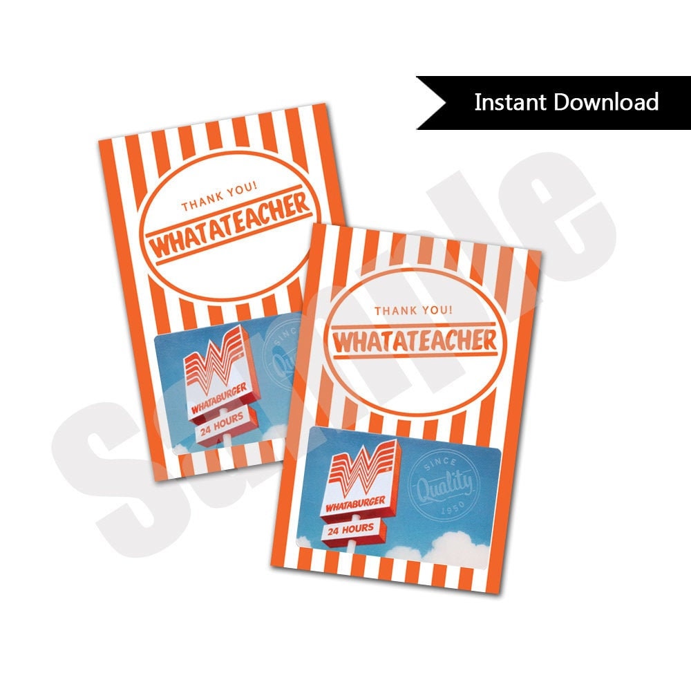 Whataburger Whatateacher Gift Card Holder for Teacher Etsy