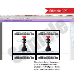 Chess Valentine Cards Instant Download Printable Editable PDF File - Etsy