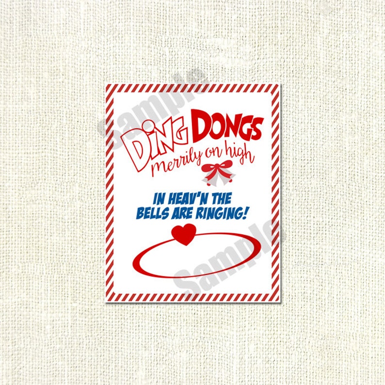 Ding Dongs Christmas Favor Tag Printable Fun Classroom Small | Etsy