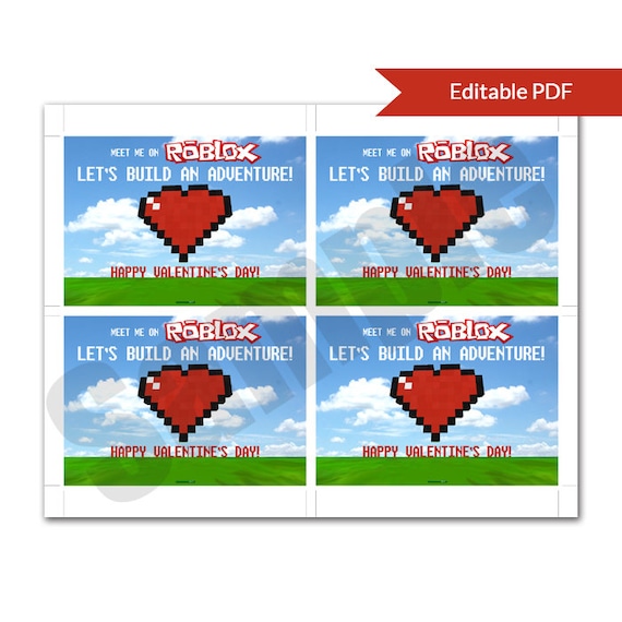 Roblox Inspired Valentine Digital Editable Pdf Printable Card Etsy - roblox pdf etsy