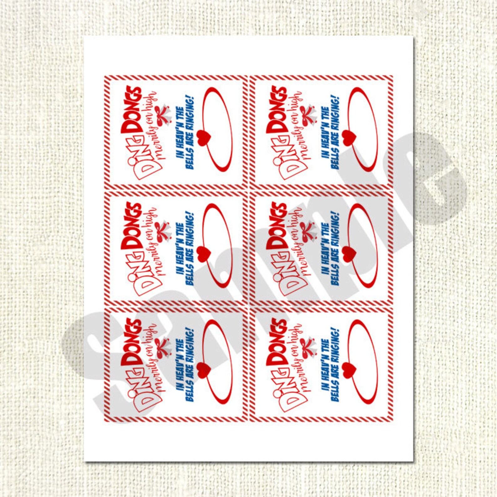 Ding Dongs Christmas Favor Tag Printable Fun Classroom Small - Etsy