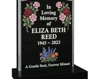 Monumento de granito personalizado - Lápida conmemorativa a medida - Marcador de tumba de piedra grabado - Placa de granito totalmente personalizada