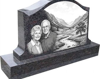 Lápida conmemorativa de granito grabada a medida – Marcador de tumba con foto personalizada