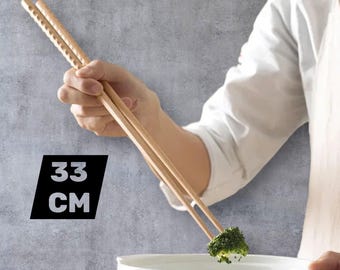 Polished Beech Wood Chopsticks | Anti-Slip Cooking Utensils | 1 Pair